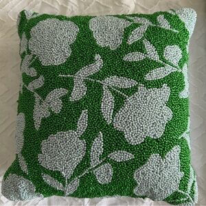 Kate Spade x Target Green and Blue Floral Beaded Pillow